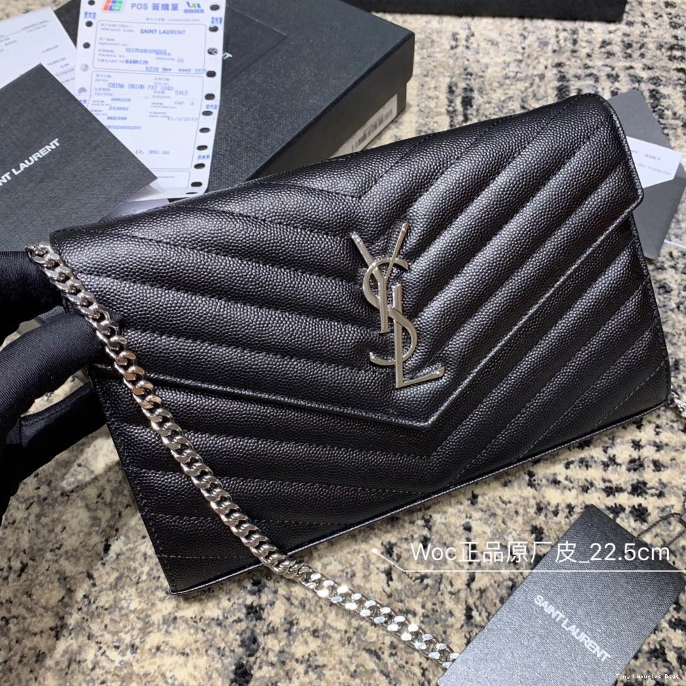 Tony Luxuries MATELASSÉ CHAIN WALLET YSL CASSANDRE 0817